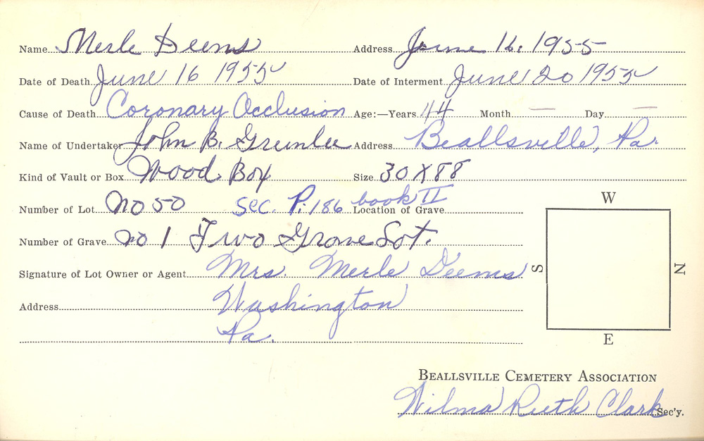 burial card